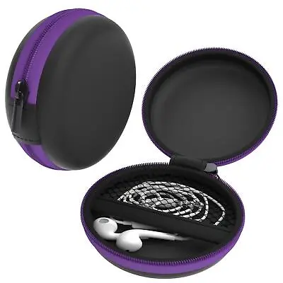 Kaufen Kopfhörer Tasche Case Schutzhülle Aufbewahrungstasche Netzfach Rund Lila • 6.99€