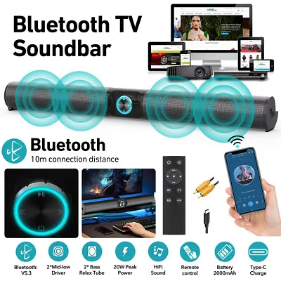 Kaufen Bluetooth Soundbar TV Sound System 3D Surround Subwoofer Lautsprecher USB/AUX DE • 42.09€