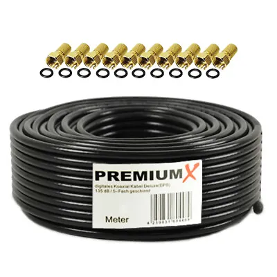 Kaufen 50m PremiumX Koaxialkabel 135dB REINES KUPFER Sat Digital Koax Antennen Kabel 4K • 30.90€