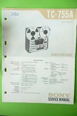 Kaufen Service Manual / Anleitung Für Sony TC-755 A ,ORIGINAL • 50€