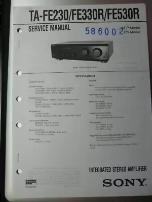 Kaufen SONY Service Manual Für Verstärker TA-FE230 TA-FE330R TA-FE530R • 5€