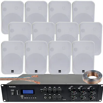 Kaufen 1200W Bluetooth Soundsystem 12x 200W Weißer Wandlautsprecher 6 Zonen Matrix Verstärker • 825.85€