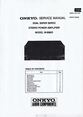 Kaufen Service Manual-Anleitung Für Onkyo M-5060 R  • 10€
