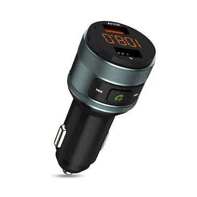 Kaufen Bluetooth 5.0 FM Transmitter Audio Adapter QC 3.0 Dual USB Ladegerät MP3 Player • 16.99€