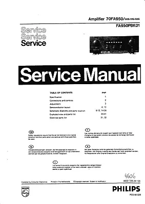 Kaufen Service Manual-Anleitung Für Philips FA 950  • 10.50€