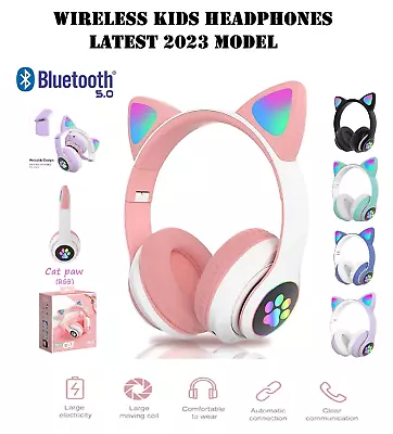 Kaufen Kinder Kopfhörer Wireless Bluetooth Headset LED Lichter Katze Ohr Ohr Kinder • 13.72€