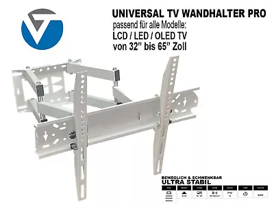 Kaufen LCD LED TV Fernseher Wandhalter X Wandhalterung 39 - 55 Zoll Schwenkbar Weiß • 24.95€