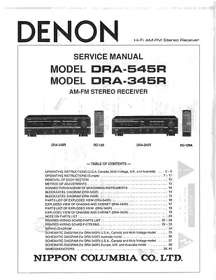Kaufen Service Manual-Anleitung Für Denon DRA-545 R, DRA-345 R  • 13.50€