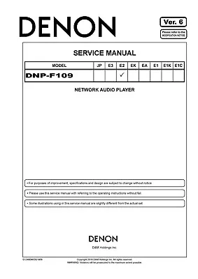 Kaufen Service Manual-Anleitung Für Denon DNP-F109  • 15€