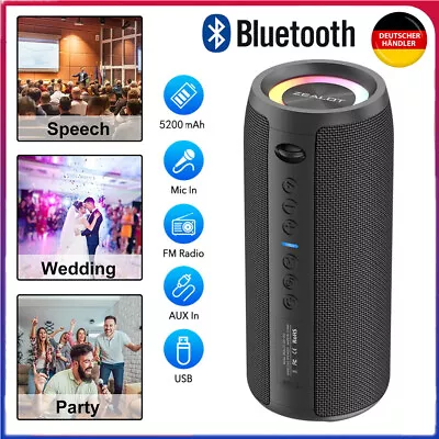 Kaufen Bluetooth 5.2 Lautsprecher Subwoofer Musikbox Boombox Party LED IPX6 Wasserdicht • 53.99€