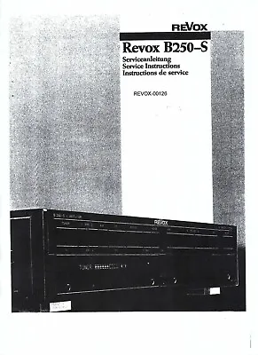 Kaufen Revox  Service Manual  Für B 250-S Mehrsprachig Copy • 11.50€