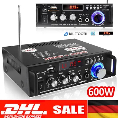 Kaufen 600W Bluetooth Verstärker Vollverstärker HiFi Stereo Amplifier Digital Player DE • 27.99€