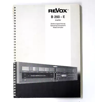 Kaufen Original REVOX B250-E Amplifier Operating Instruction  / Bedienungsanleitung !!! • 39€