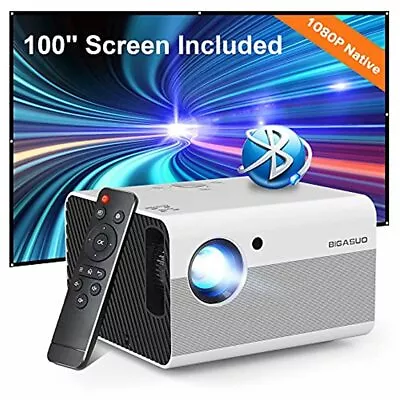 Kaufen 1080P HD Bluetooth Projektor, Bigasuo Heimfilm Projektor Mit Bildschirm, 4K Zubehör • 209.63€