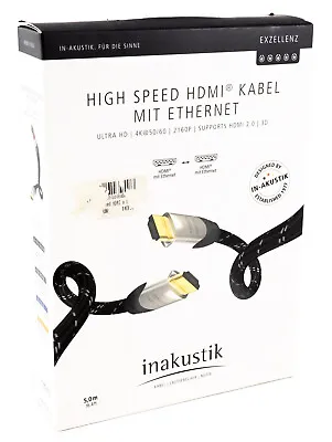 Kaufen Inakustik Exzellenz High Speed HDMI Kabel Ethernet 5m UltraHD 2160P 4K@50/60 607 • 94.95€