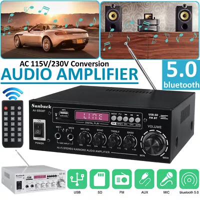 Kaufen 2000W Bluetooth Verstärker Vollverstärker HiFi Stereo Amplifier Digital FM Neu • 37.99€