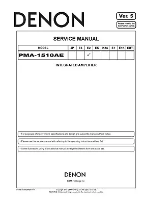 Kaufen Service Manual-Anleitung Für Denon PMA-1510 AE Ver.5  • 13.50€