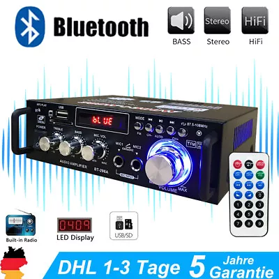 Kaufen 600W Bluetooth Mini Verstärker HiFi Power Audio Stereo Bass AMP FM Auto USB MP3 • 28.99€