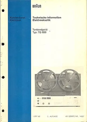 Kaufen Braun Service Manual Für TG 1000 Copy • 12.80€