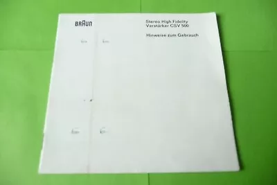 Kaufen Hinweise Zum Gebrauch-Anleitung/Instructions Für Braun CSV 500  ,ORIGINAL • 25€
