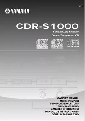 Kaufen Yamaha CDR-S1000 - CD Player Recorder Bedienungsanleitung - BENUTZERHANDBUCH  • 9.59€