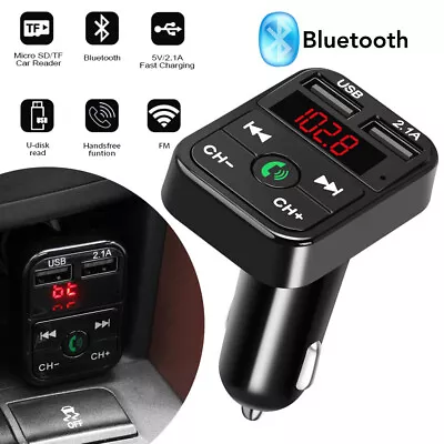 Kaufen FM Transmitter Auto Bluetooth Kfz Radio Adapter Mit Dual USB Ladegerät Für Handy • 6.99€