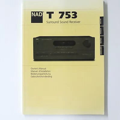 Kaufen Original NAD T 753 Surround Sound Receiver Owner's Manual / Bedienungsanleitung • 22€