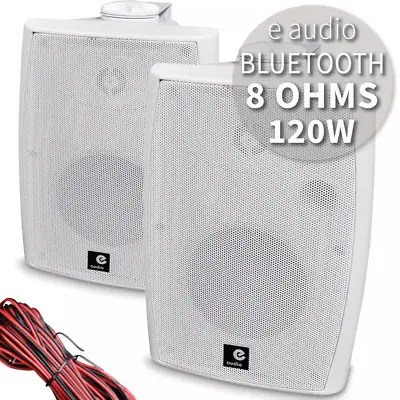 Kaufen 120w Paar Stereo Bluetooth Aktive Lautsprecher Bücherregal Wandhalterung Hi-Fi AUX Weiß • 75.38€