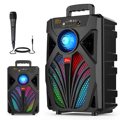 Kaufen Bluetooth Lautsprecher RGB Subwoofer Musikbox Boombox Party LED Mit Mikrofon • 33.98€