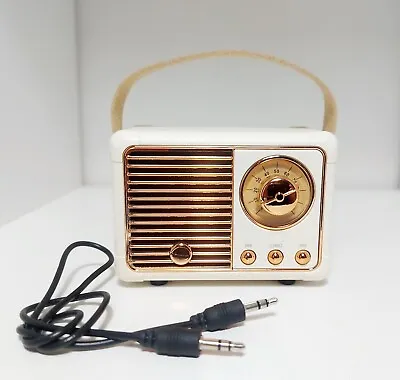 Kaufen Beige Retro Radio Stil Mini Stereo Lautsprecher Bluetooth Audio Buchse Beige USB • 13.83€