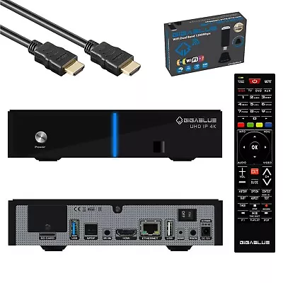 Kaufen GigaBlue UHD IP 4K USB HDMI SD Karte Multiboot Receiver 1200Mbit Dual Wlan Stick • 129€