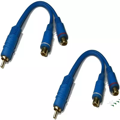 Kaufen 2 Stück Cinch Y Adapter Kabel  2 Buchse Chinch 1x Stecker Kurz Splitter RCA BLAU • 5.89€