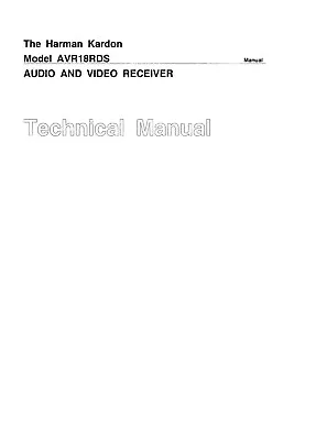 Kaufen Technical Manual-Anleitung Für Harman Kardon AVR 18 RDS  • 14€
