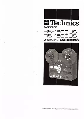 Kaufen Technics  Bedienungsanleitung User Manual Owners Für RS- 1500 1506 US  Copy • 12.50€