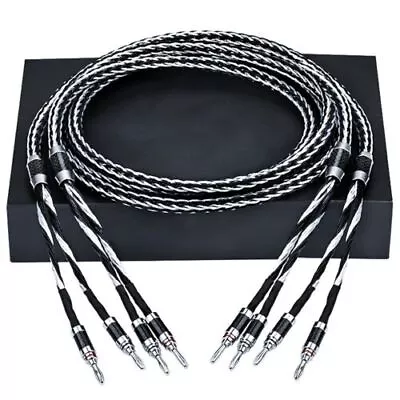 Kaufen Paar OCC Reines Kupfer Versilbert Draht HiFi Lautsprecher Kabel Speaker Cable • 118.98€
