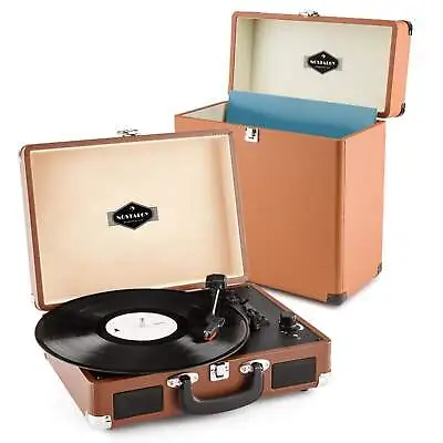Kaufen Auna Schallplatten Spieler Vinyl Rekorder Stereo Lautsprecher + Koffer  Braun • 79.99€