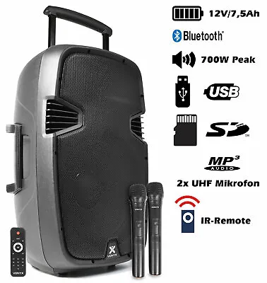 Kaufen VONYX  SPJ-PA915  Mobile Akku PA Anlage Bluetooth USB SD MP3 2x UHF Funkmikrofon • 299.95€