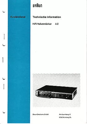 Kaufen Service Manual-Anleitung Für Braun A 2 • 10.50€