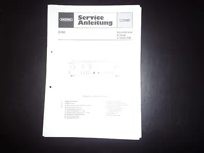 Kaufen Original Service Manual Schaltplan Grundig V 1000 V1000 GB • 12.50€