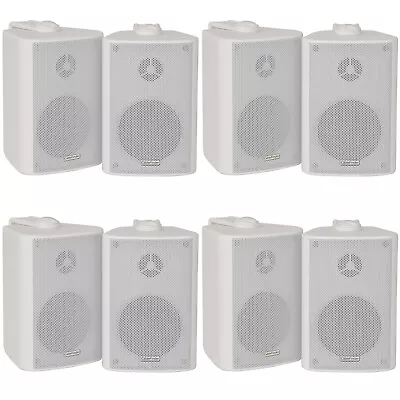 Kaufen 8x 60W 2-Wege Weiße Wandmontage Stereo Lautsprecher 3  8Ohm Mini Hintergrund Musik • 159.76€