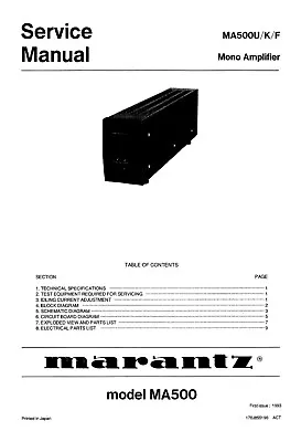 Kaufen Service Manual-Anleitung Für Marantz MA 500  • 10€
