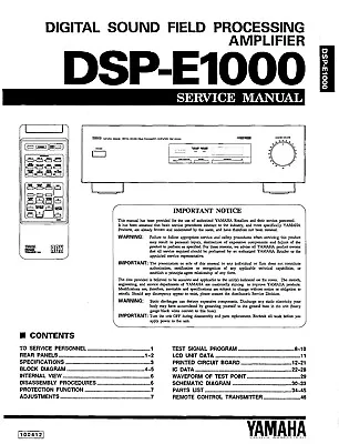 Kaufen Service Manual-Anleitung Für Yamaha DSP-E1000  • 14€