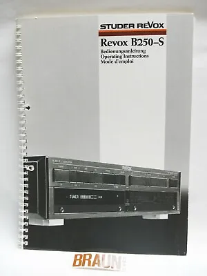 Kaufen STUDER REVOX  Original Bedienungsanleitung B250-S AMPLIFIER, 3 Sprachig • 30€