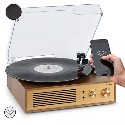 Kaufen Plattenspieler Stereo Lautsprecher Boxen Bluetooth Vinyl Turntable Braun • 78.99€