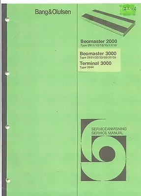 Kaufen B & O Bang & Olufsen Service Manual Für Beomaster 2000-3000 /Terminal 3000 Copy • 10.50€