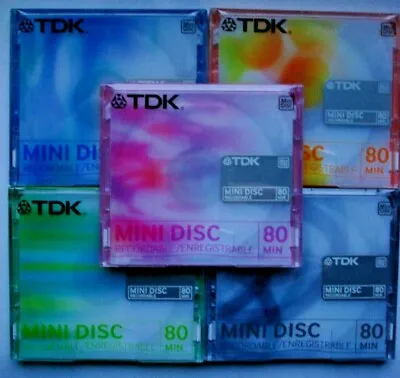 Kaufen TDK MiniDisc 80 Minuten BLAU, GELB, GRÜN, GRAU Oder PINK -OVP- • 12€
