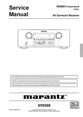 Kaufen Service Manual-Anleitung Für Marantz SR-5005  • 18€