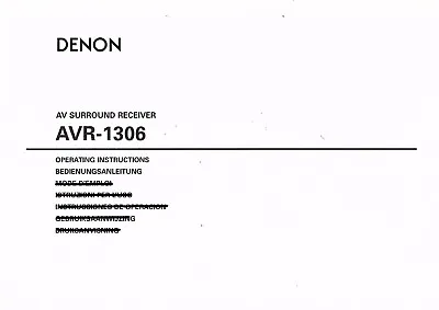 Kaufen Denon User Manual  Bedienungsanleitung Owner´s Manual Für AVR- 1306  Copy • 11.50€