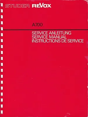Kaufen Service Manual-Anleitung Für Revox A 700 (A700), Sehr GUT !!! • 28€