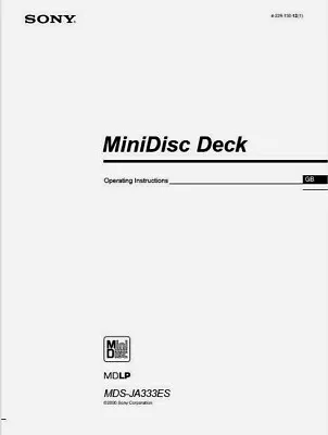 Kaufen Sony MDS-JA333ES Minidisc Player Recorder Bedienungsanleitung - BENUTZERHANDBUCH  • 12.45€